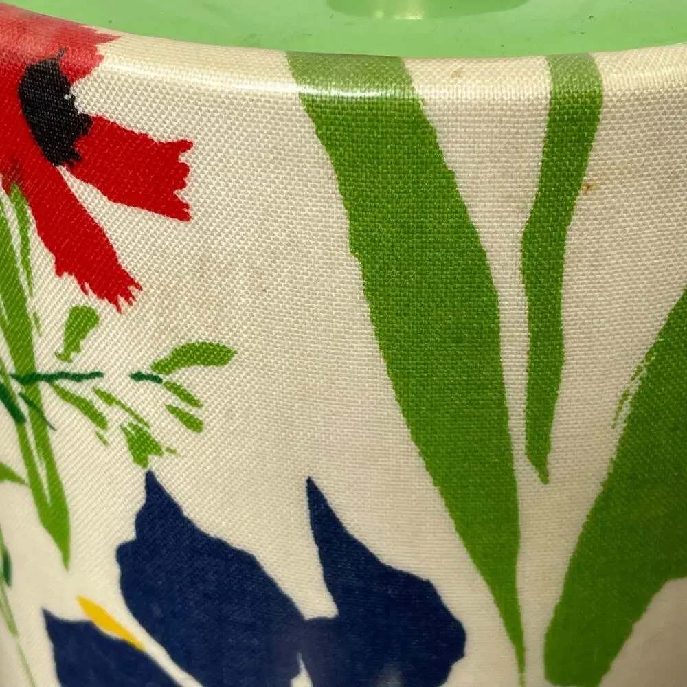 Large Floral Ice Bucket MCM Retro Vtg Iris Spring Flower Vinyl Insulated READ